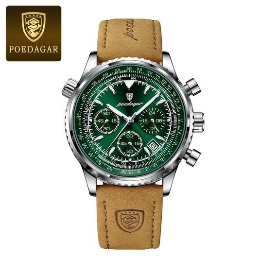 Hector Chrono Watch – Fashion Quartz, Waterproof & Luminous Leather Design