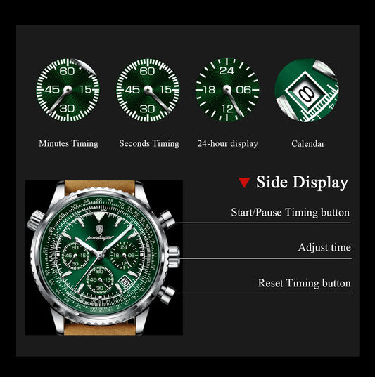 Charon Luxus Herren uhr  Wasserdicht Chronograph Leder
