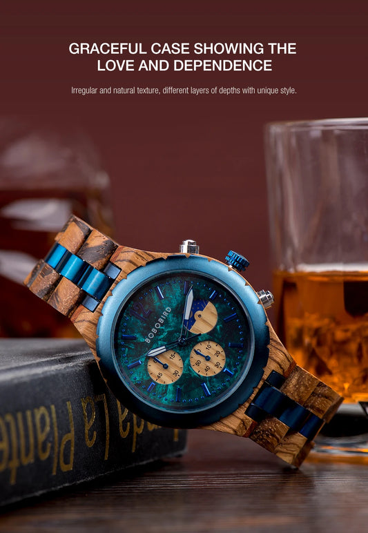 Diomedes Wooden Watch – Luxury Chronograph, Military Quartz Precision