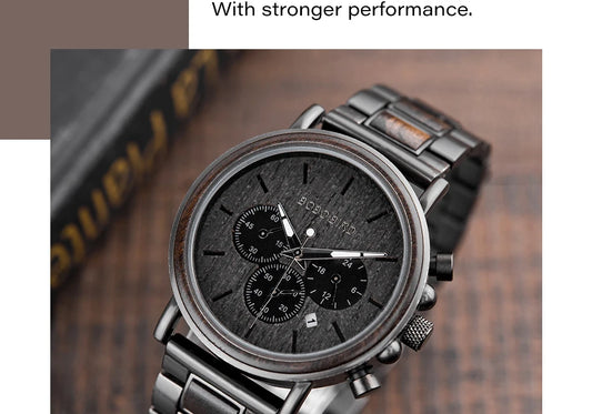 Tiberius Holz Stil Herren Uhr