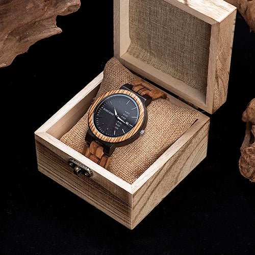 Orpheus Wooden Watch – Colorful Quartz, Week Date & Couple’s Gift