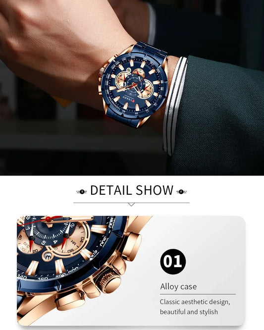 Hadrian Chrono Watch – Military Sport, Waterproof & Stainless Steel Elegance