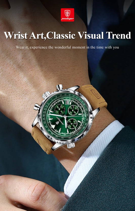 Charon Luxus Herren uhr  Wasserdicht Chronograph Leder