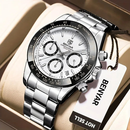 Augustus Chrono Watch – Luxury Steel, Waterproof & Precision Quartz