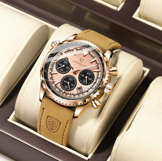 Charon Luxus Herren uhr  Wasserdicht Chronograph Leder