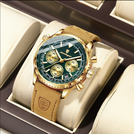 Charon Luxus Herren uhr  Wasserdicht Chronograph Leder