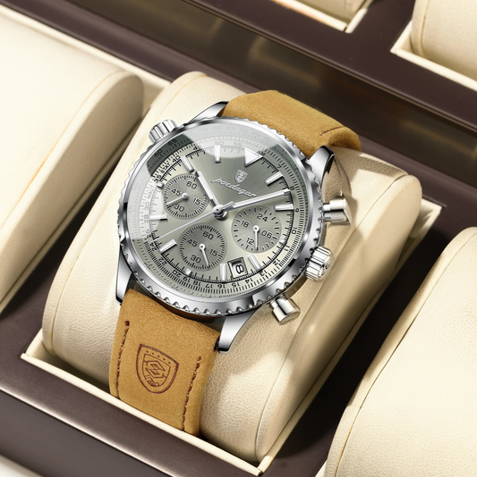 Charon Luxus Herren uhr  Wasserdicht Chronograph Leder
