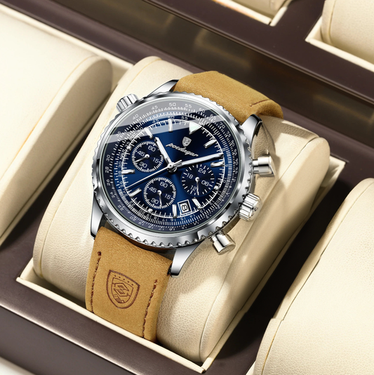 Charon Luxus Herren uhr  Wasserdicht Chronograph Leder