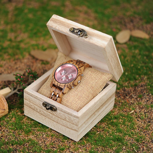 Nefertiti Wooden Watch – Luxury Chronograph, Auto Date & Quartz Elegance