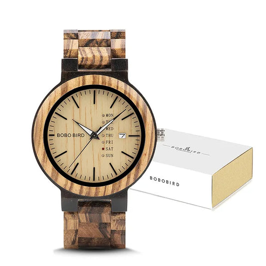 Orpheus Wooden Watch – Colorful Quartz, Week Date & Couple’s Gift