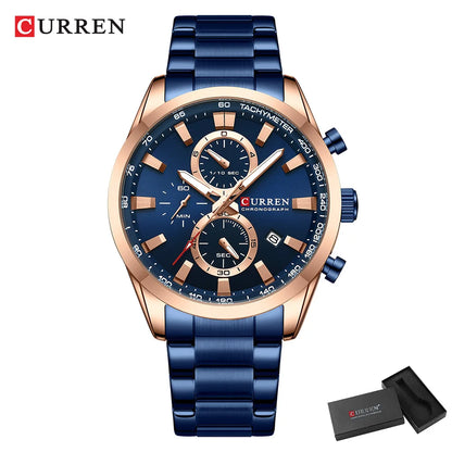 Flavius Chrono Watch – Sporty Elegance, Stainless Steel & Date Display