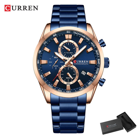 Flavius Chrono Watch – Sporty Elegance, Stainless Steel & Date Display