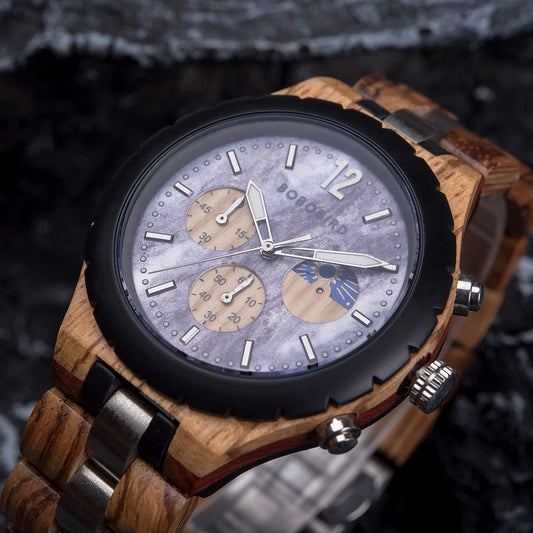 Diomedes Wooden Watch – Luxury Chronograph, Military Quartz Precision