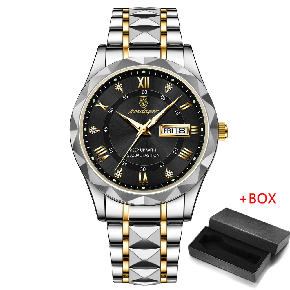 Zephyros Quartz Watch – Green Dial, Waterproof & Luminous Steel Design