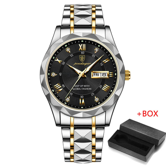 Zephyros Quartz Watch – Green Dial, Waterproof & Luminous Steel Design