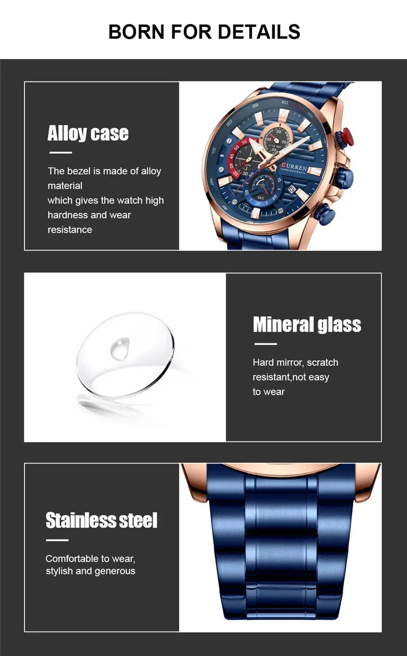 Quintus Chrono Watch – Military Sport, Waterproof & Classic Steel Design