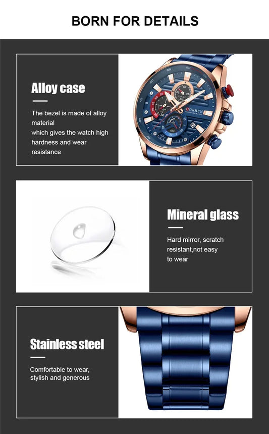 Quintus Chrono Watch – Military Sport, Waterproof & Classic Steel Design