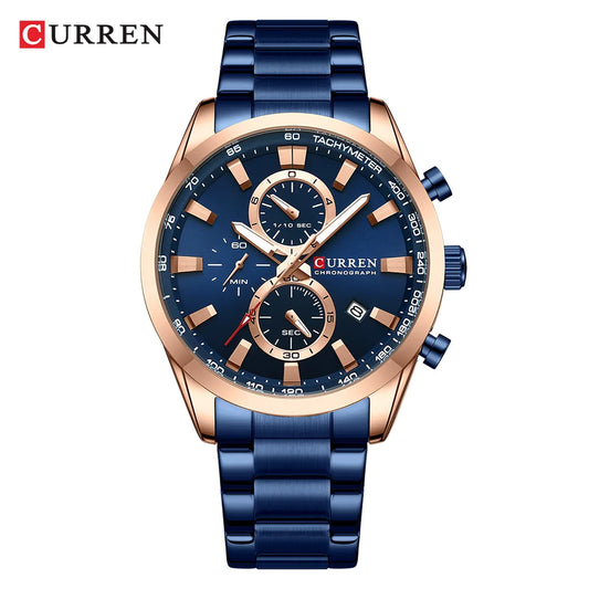 Flavius Chrono Watch – Sporty Elegance, Stainless Steel & Date Display