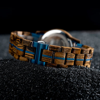 Themistocles Wooden Watch – Chronograph Quartz, Engraved & Date Display