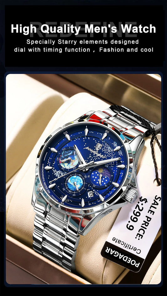 Trajan Chrono Watch – Luxury, Waterproof, Luminous & Date Display Steel