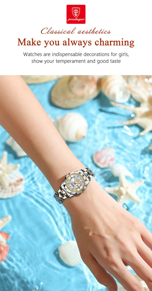 Seneca Edelstahl Elegante Damen Uhr