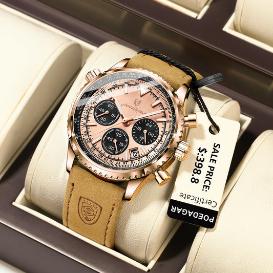 Charon Luxus Herren uhr  Wasserdicht Chronograph Leder