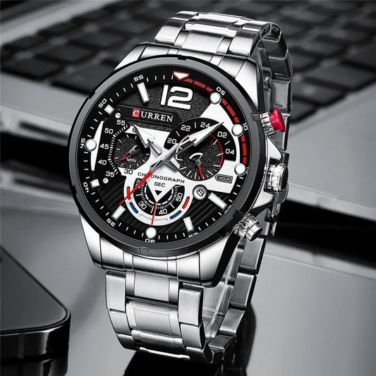 Hadrian Chrono Watch – Military Sport, Waterproof & Stainless Steel Elegance