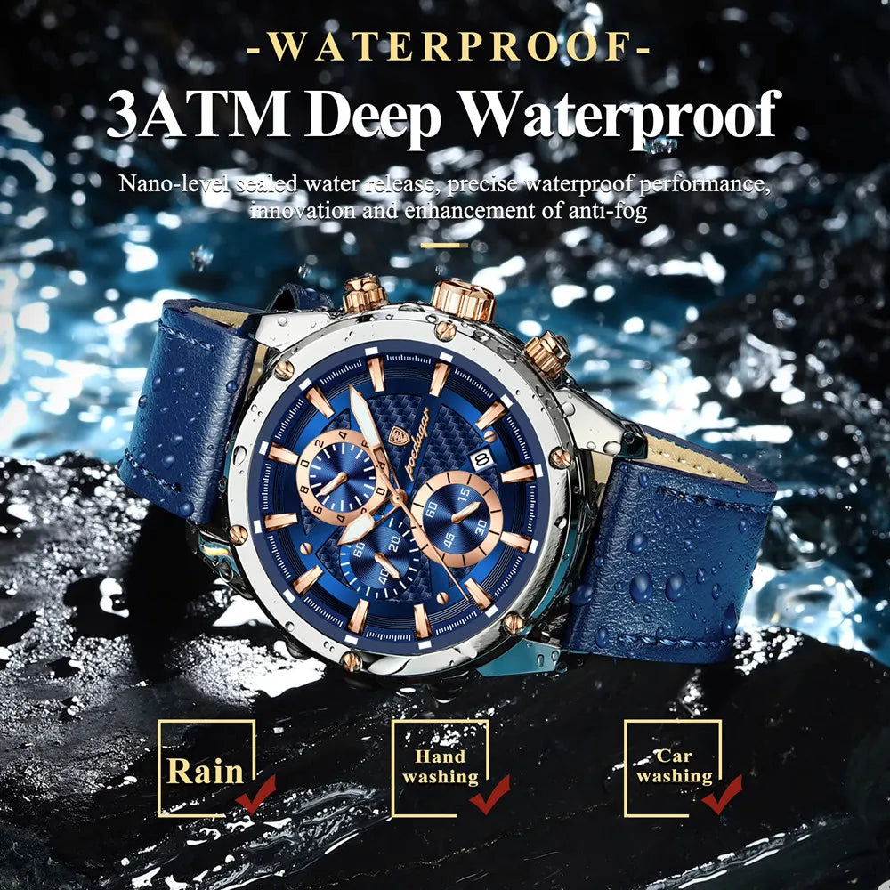 Maximus Sport Watch – Military Style, Waterproof, Luminous & Leather Quartz Chrono