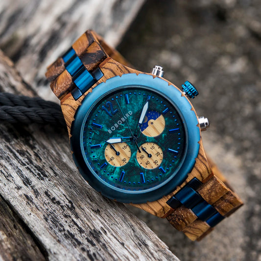 Diomedes Wooden Watch – Luxury Chronograph, Military Quartz Precision