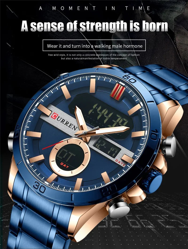 Trajan Chrono Watch – Luxury Military Sport, Silver Steel & Quartz Precision