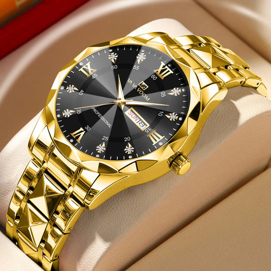 Julius Caesar Diamond Watch – 41MM Luxury, Night Glow & Dual Calendar