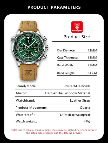 Charon Luxus Herren uhr  Wasserdicht Chronograph Leder
