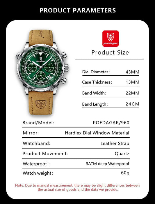 Charon Luxus Herren uhr  Wasserdicht Chronograph Leder
