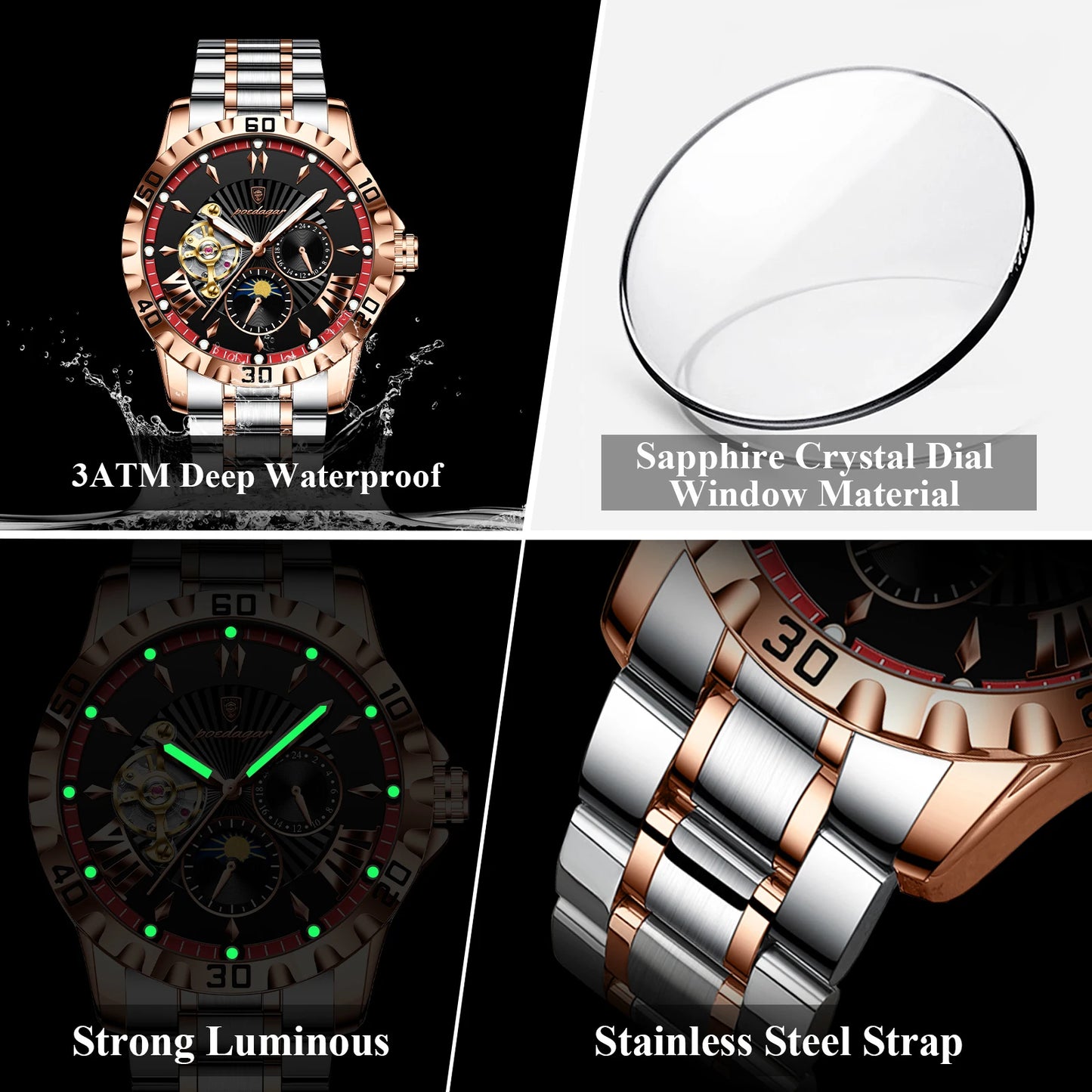Marcus Aurelius Tourbillon – Automatic, Luminous & Waterproof Steel