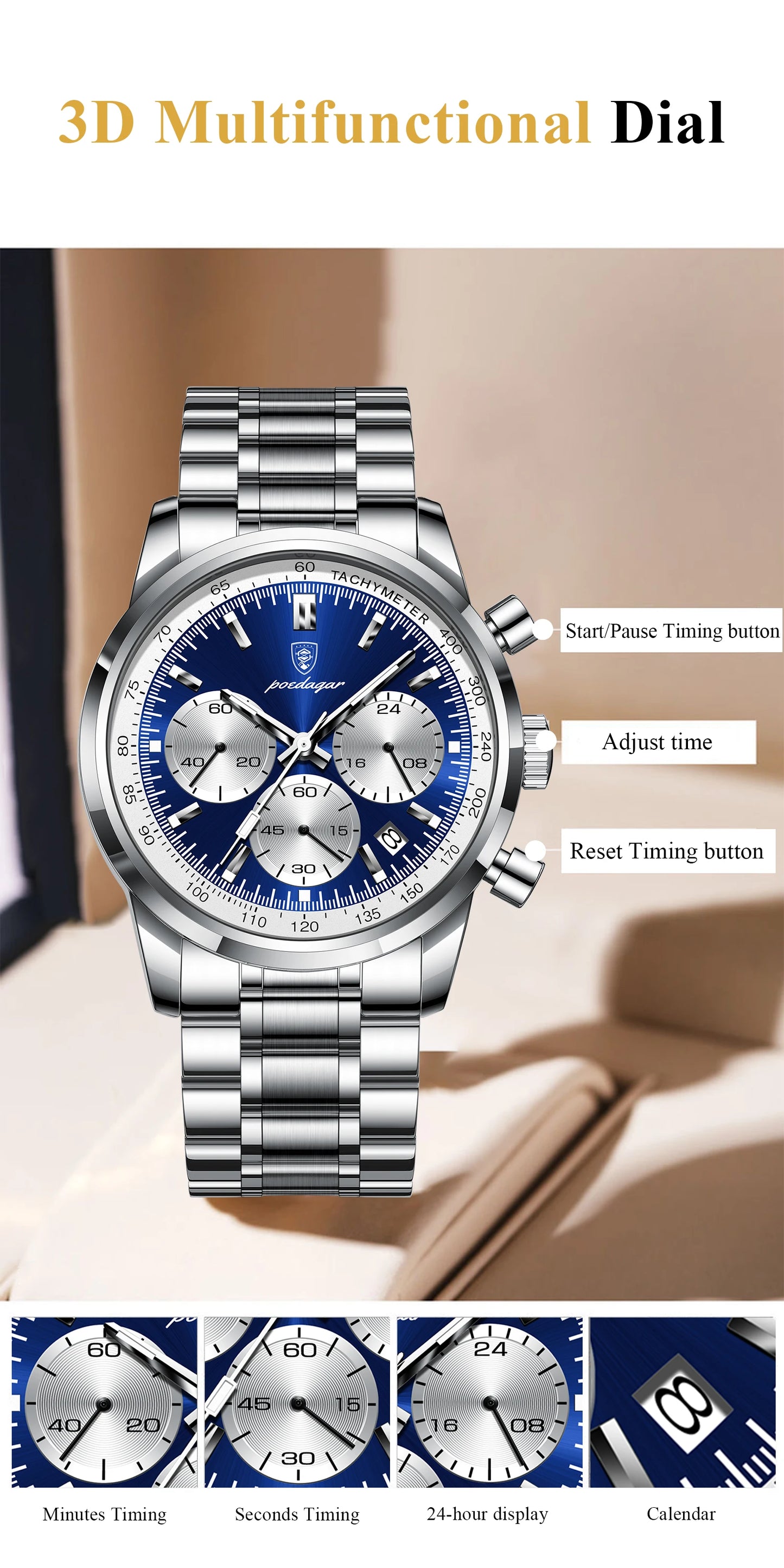 Atlas Luxury Herren Uhr Chronograph
