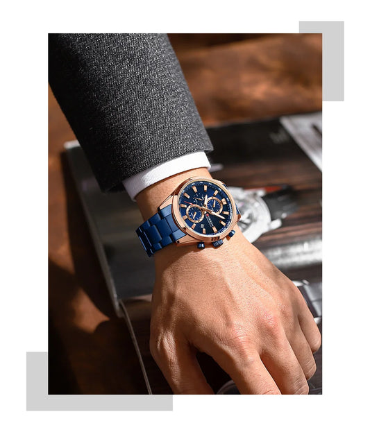 Flavius Chrono Watch – Sporty Elegance, Stainless Steel & Date Display