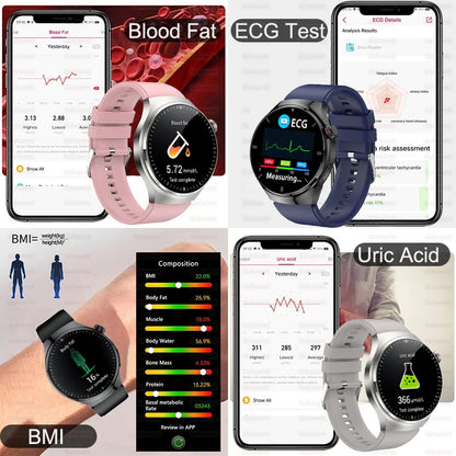 SmartWatch Genny - 2024 Gesundheits-Smartwatch | EKG, Blutzucker, Herzfrequenz, Blutdruck