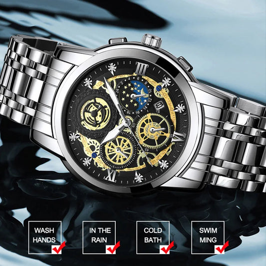Seneca Quartz Watch – Stainless Steel, Luminous Dial & Waterproof Elegance
