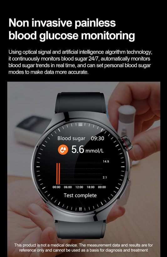 SmartWatch Genny - 2024 Gesundheits-Smartwatch | EKG, Blutzucker, Herzfrequenz, Blutdruck