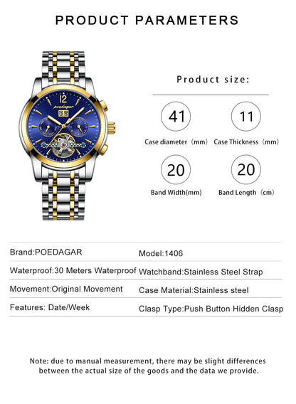 Augustus Tourbillon Watch – Luxury Automatic, Waterproof & Steel Precision