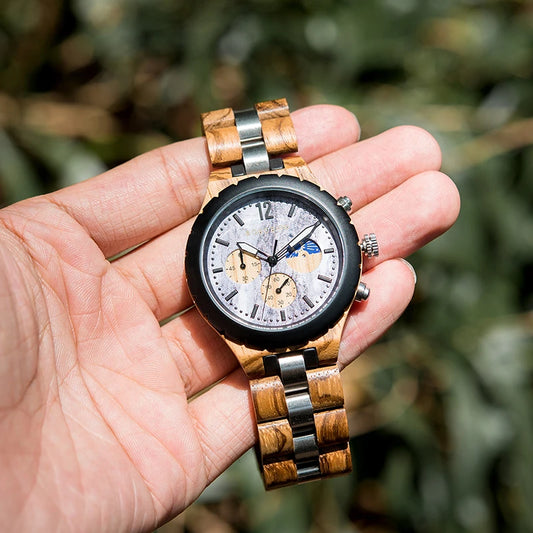 Diomedes Wooden Watch – Luxury Chronograph, Military Quartz Precision