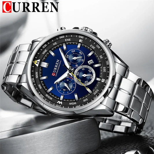 Cassius Chrono Watch – Military Sport, Waterproof & Silver Steel Design