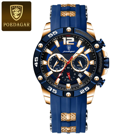 Cassius Chrono Watch – Sporty Elegance, Waterproof & Luminous Silicone Strap