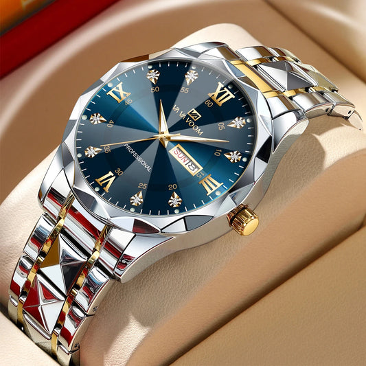 Julius Caesar Diamond Watch – 41MM Luxury, Night Glow & Dual Calendar