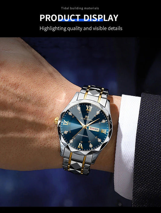 Julius Caesar Diamond Watch – 41MM Luxury, Night Glow & Dual Calendar