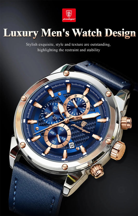 Maximus Sport Watch – Military Style, Waterproof, Luminous & Leather Quartz Chrono
