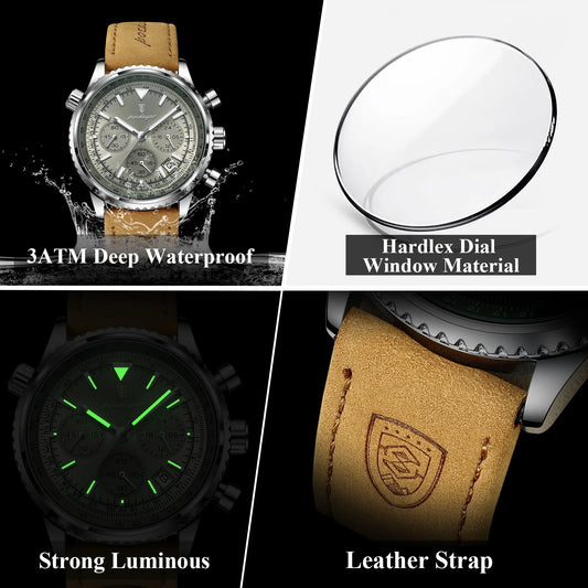 Hector Chrono Watch – Fashion Quartz, Waterproof & Luminous Leather Design