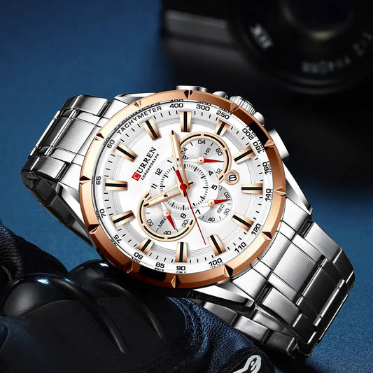 Hadrian Chrono Watch – Military Sport, Waterproof & Stainless Steel Elegance