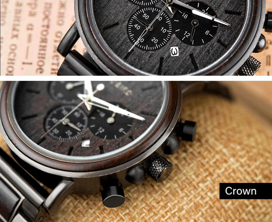 Tiberius Holz Stil Herren Uhr