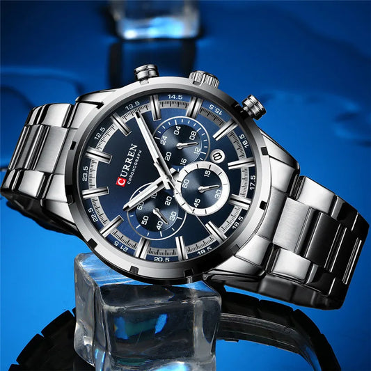 Brutus Chrono Watch – Military Sport, Waterproof & Blue Steel Design